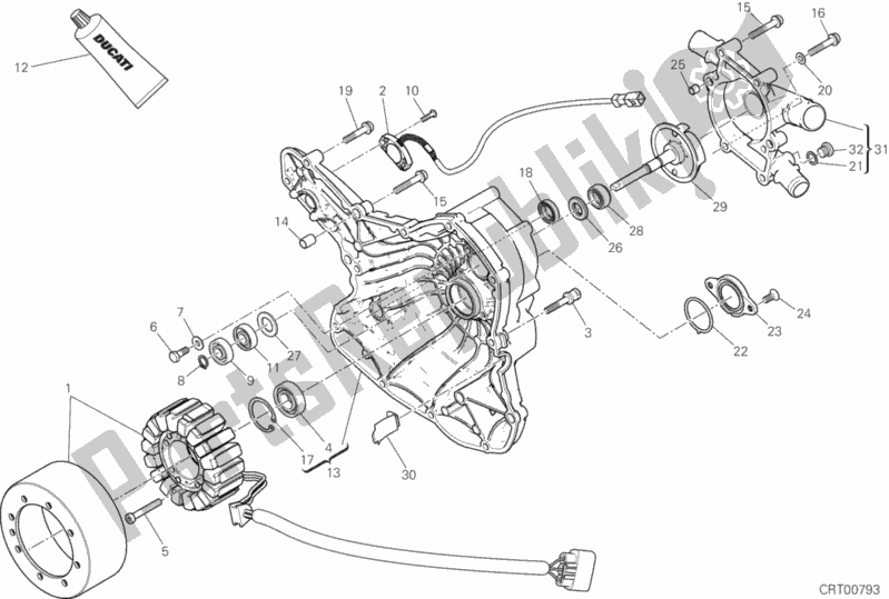 Alle onderdelen voor de Waterpomp-altr-zijde Crnkcse Deksel van de Ducati Monster 1200 S Brasil 2019
